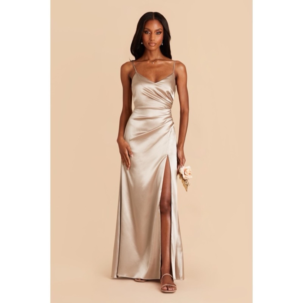 Birdy Grey Catherine Shiny Satin Dress Neutral Champagne Small